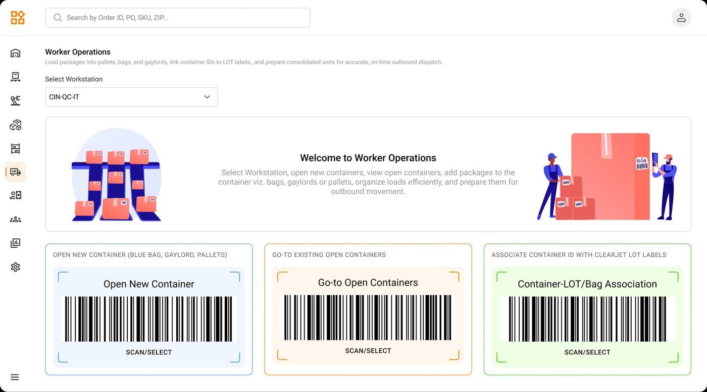 Worker Operations Landing Screen